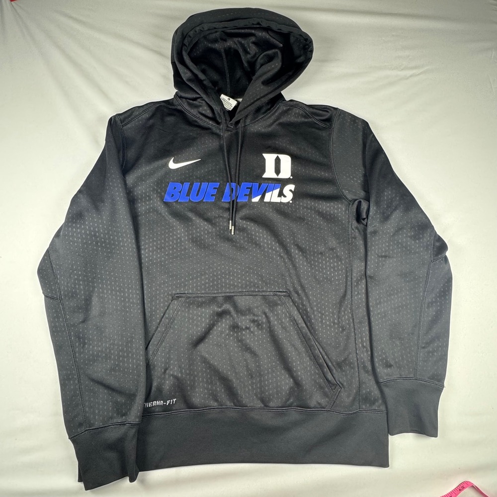 Nike Therma-FIT Duke Blue Devils Hoodie Mens Large Black Sweatshirt NCAA Logo